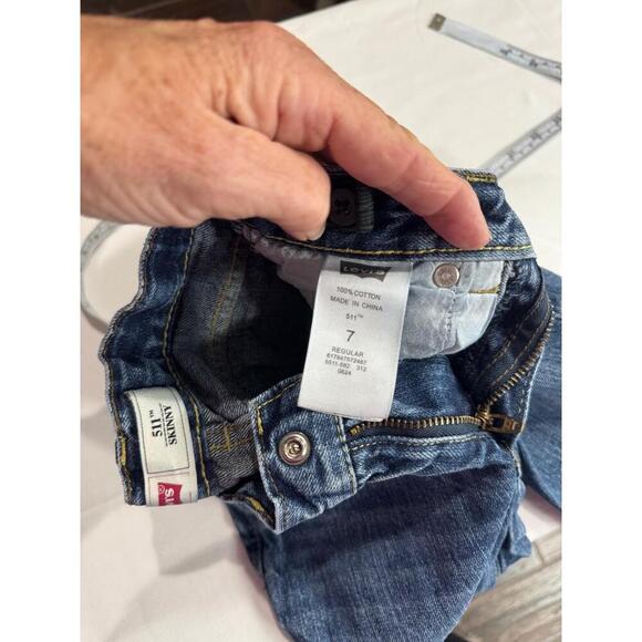 NWT Levi's 511 Skinny Blue Denim 5-Pocket Button Fly Childrens‎ Jeans Size 7 - Picture 5 of 8